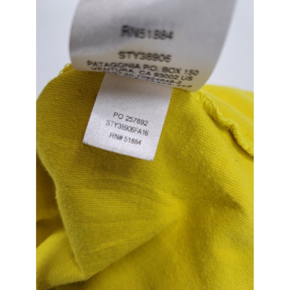 Patagonia Organic Cotton Yellow Logo Spellout T Shirt Men's Size Small S - Picture 4 of 9